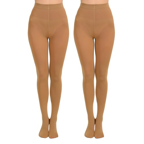 Image of Paralinda 2 Pairs Women's Solid Color Tights 80D, Soft Opaque Microfiber Tights