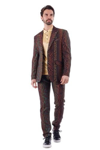 Barabas Men's Animal Print Pattern Geometric Peak Lapel Suit 3SU273