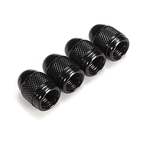 Marcraft Black Metal Bullet Tyre Wheel Alloy Valve Caps Dust Caps (4 Pack) Universal for Cars, SUVs, Bicycles, Motorcycles, Trucks | Rubber Airtight Seal | Aluminium Alloy | Screw-On Cover