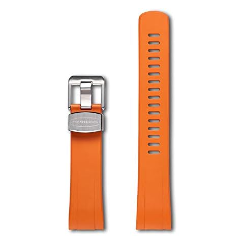 Crafter Blue CB08 Curved End Watch Band Rubber Strap Replacement for Seiko Turtle Prospex Automatic Dive Watch SRP773, SRP775, SRP777, SRP779, SBDY013, SBDY015, SBDY017, SBDY021,SBDY027 etc - Orange Cover