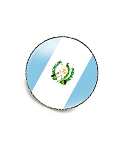 Image of vmcoatdu Round 1 Inch Guatemala Flag Pin International Travel Brooch Metal and Glass Revivalism Style Souvenir Badge for Hat Clothes Backpack