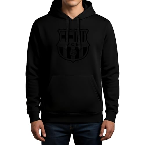 Icon Sports FC Barcelona Blackout Hoodie – Officially Licensed Unisex Adult Long Sleeve Hooded Sweatshirt Black L