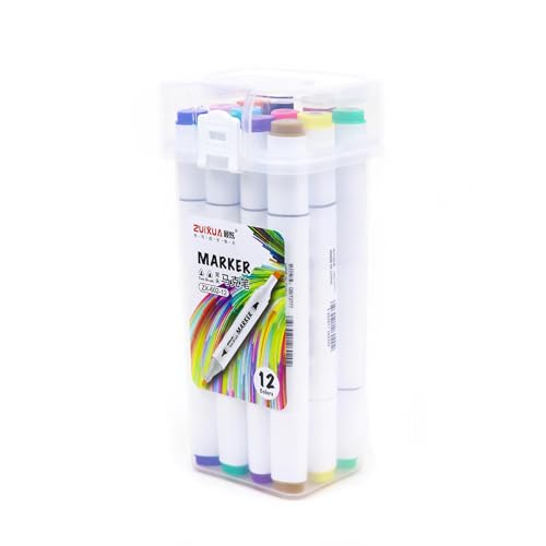 Image of Chrome 12 Colors Twin Head Art Markers for Manga and Impression Sketch (Set of 12)