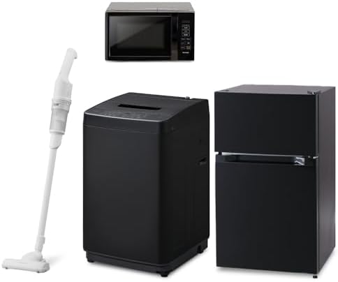 （17:00時点） 【新生活家電4点セット】アイリスオーヤマ 家電セット 冷蔵庫87L 洗濯機5kg 電子レンジ17L ブラック 掃除機 ホワイト 一人暮らし