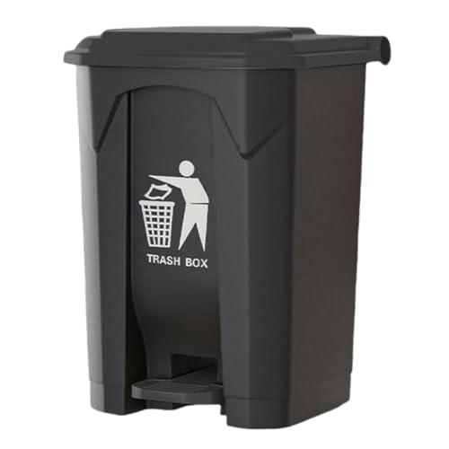 Bxzzuis 足踏み式ゴミ箱、多機能大型業務用蓋付き、衛生、キッチン、ホテル、大容量、家庭用足踏み式、屋外用ゴミ箱、厚みがあり、耐久性があり、お手入れが簡単です (グレー,15L)