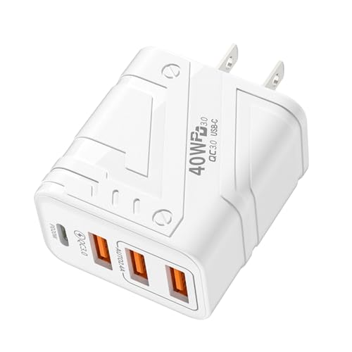 Fast Charging Blocks - Portable USB Charger Cube| Phone Charger Block 40W | 40W Mech-Style Fast Charger |Mechanical USB Wall Plug, Fast Charging 4 Port Adapter for Cell Phones Tablet Computer