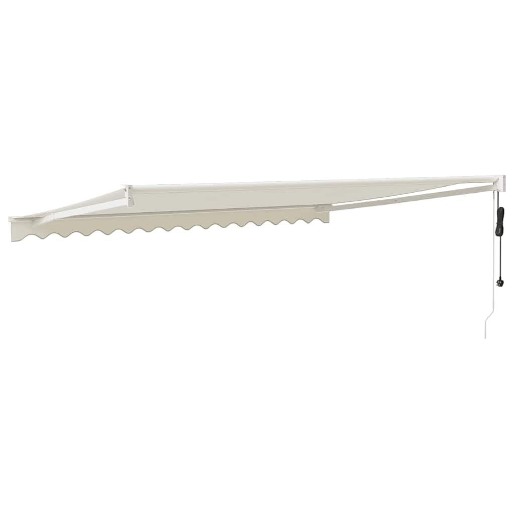 Tenda sole automatica retrattile in tessuto poliestere con rivestimento in PU per giardino balcone e patio modello in crema, dimensioni 4x3 metri, con motore, sistema a parete