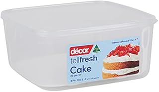 Décor Tellfresh Cake Storage Box with Cake Lifter, BPA Free cake container with Lid ideal for home baked cakes upto 9" Dishwasher, Freezer & Microwave Safe, 6L