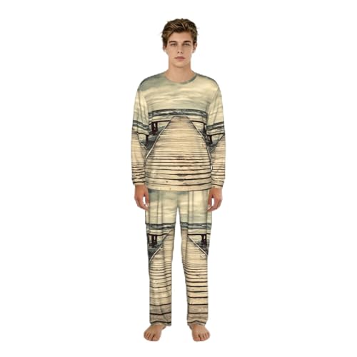 Pyjama homme imprimé côtier Pier ensemble de nuit confortable S au 3XL
