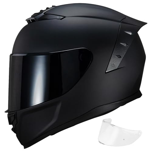 Image of Full Face Motorcycle Helmet,Helmets for Adults Motorcycle, MG611 Motorbike Racing Street Bike Helmets with Black Visor for Men Women,DOT Approved (Matte Black-B, XXL)