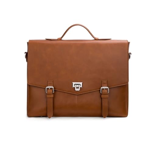 Maletín de piel vintage para hombre bolso bandolera marrón resistente para ordenador portátil