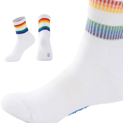 7-Mi Men's Athletic Socks Cotton Crew Mid Calf Socks Lightweight Casual Breathable Women's Sock 3 Pairs3