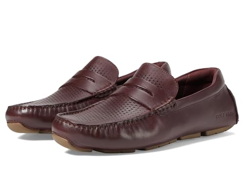 Image of Cole Haan Men's Grand Laser Driver Penny Loafers, Bloodstone /Truffle, 10.5-M US