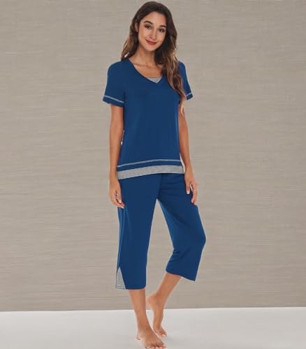 WiWi Bamboo Viscose Pajama Set — Short Sleeve & Capri — view 10