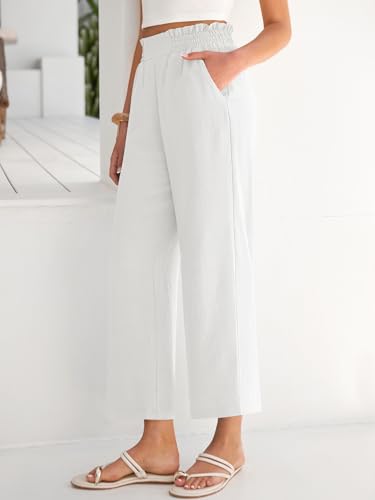 Image of ANRABESS Womens Wide Leg Palazzo Pants Summer Beach High Waisted Cropped Flowy Pants 2026 Dressy Casual Trousers with Pockets