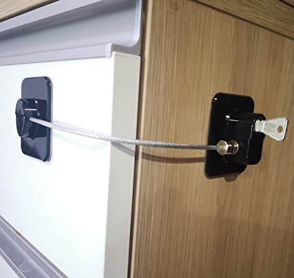 Image of Matiko Safety Refrigerator Lock,Fridge Lock with Keys,Freezer Lock and Refrigerator Lock for Child Proof(Fridge Lock-Black 1Pack)