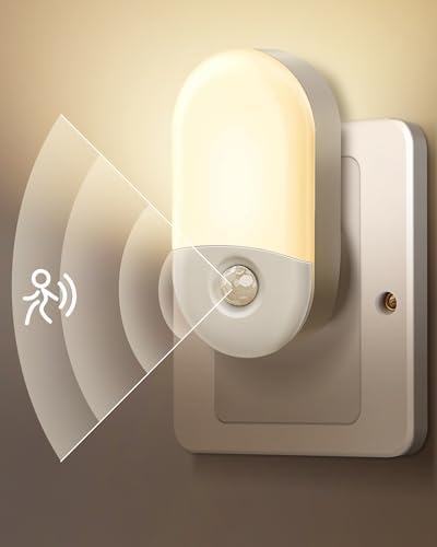 2 Pack Night Light with Motion Sensor, Plug in Light with Brightn...