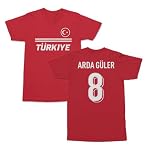 Turkiye Soccer Fans Arda Guler 8 Jersey Style Unisex T-Shirt (Red, Youth Large)