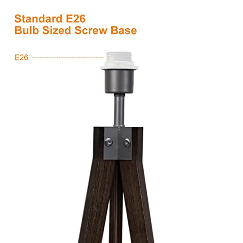Lepower Wood Tripod Floor Lamp, Mid Century Standing Reading Light For Living Room, Bedroom, Study Room And Office, Modern Design, Flaxen Shade With E26 Base (Walnut) #TOP2