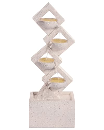 Fontaine de Jardin en Résine Extérieur avec Éclairage LED Beige Shegar