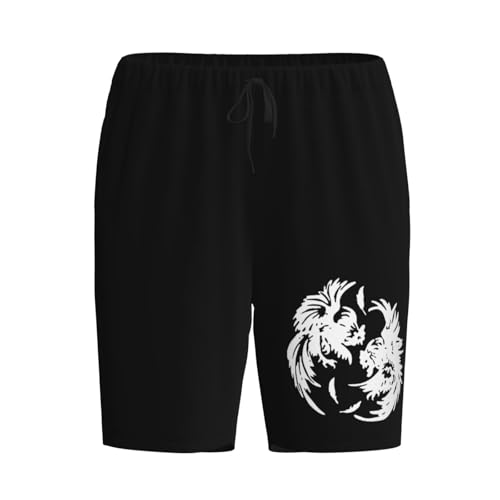 Roosters Fighting Pajama Shorts for Men, Men's Pajama Bottoms, Sleepwear for Summer2