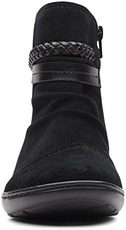 Clarks Women's Cora Braid Boot Ankle, Black Suede, 8 | Image 1