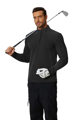 Image of COOFANDY Men's Quarter Zip Pullover Long Sleeve Sweatshirt 1 /4 Zip Golf Shirt Winter Fleece Lined Thermal Pullover