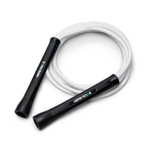 Hererope 6MM PVC Jump Rope for Men & Women Fitness, Speed, Tricks, Cardio Training, Boxing Jump Rope with Unbreakable Handles and Non-Kinking Skipping Rope, Adjustable Jumprope for Indoor Outdoor (Snow)