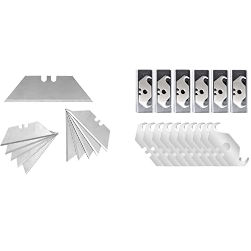 90 Pack Utility Knife Blades And 60 Pack Utility Hook Blades, Sk5 Steel Heavy Duty Box Cutter Replacement Blades With Plastic Case，Standard Size Razor Blades For Most Standard Utility Knives #TOP11