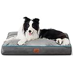 Bedsure Waterproof Dog Beds for Large Dogs - 4 Inch Thicken Up to 80lbs Pet Mat Pillows with Removable Washable Cover, Grey