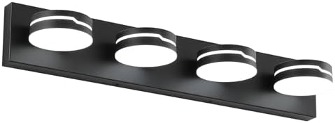 LED Modern Bathroom Lights Fixtures 4-Light Dimmable Matte Black Acrylic Wall Lighting,Vanity Lights for Bathroom Over Mirror 5500k 25.6In