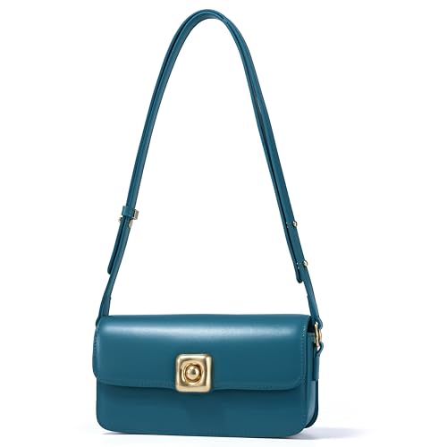 LA FESTIN Bolsas de couro para mulheres - Bolsa de ombro com alça ajustável - Bolsas de designer para mulheres - Bolsas femininas, Azul pavão, Medium