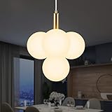 Goomavi Modern 4 Lights Globe Pendant Light,Gold Pendant Chandelier Light Fixture with Glass Lampsha