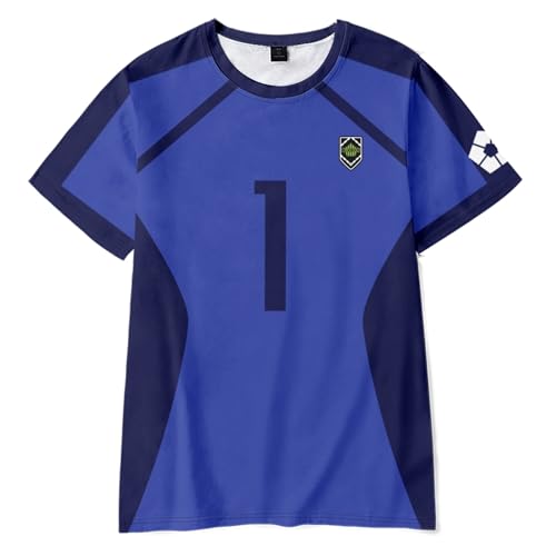 Blue Lock Shirts Merch SAE Itoshi Hyouma Chigiri Soccer Jersey Blue Anime Short Sleeved T-Shirt2