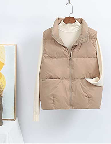 VIEWON Women's Casual Lightweight Padded Cropped Puffer Vest Sleeveless Zip Up Stand Collar Jacket Coat2