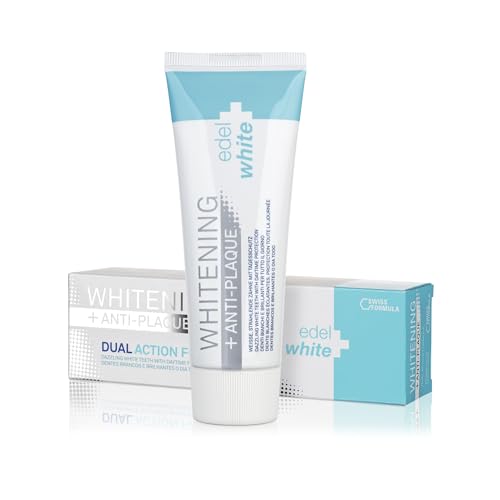 edel+white Dentifricio Sbiancante Anti-Plaque+ Dentifricio 3 x 75ml, confezione da 3