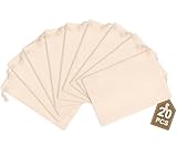 Hopttreely 20PCS Cotton Reusable Produce Bags, 4X6inch Muslin Bags with Drawstrings for Shopping & Storage, 100% Natural Cotton Bags, Washable, Biodegradable Linen Bag, Cloth Bags