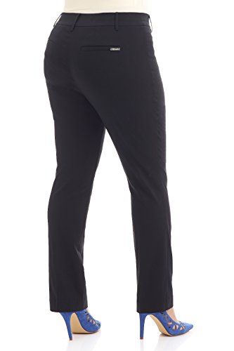 Rekucci Curvy Woman Ease into Comfort Plus Size Straight Pant w/Tummy Control4