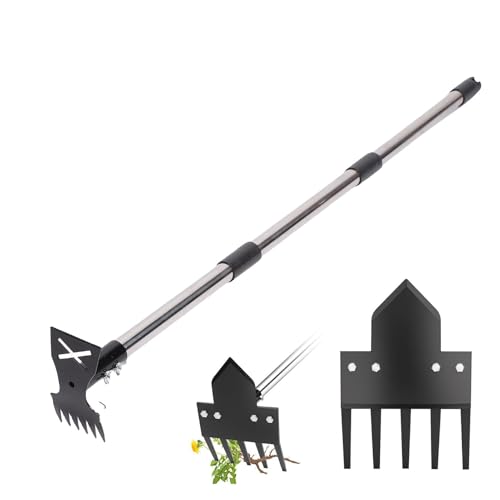 Sxhlseller Herramienta de Hierba de Jardín de Manejo de 45 Pulgadas de Largo con Cabezal Ajustable, Mantenimiento Manual de Arrastre de Malezas para Patio, Césped, Patio y Mantenimiento de