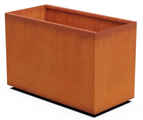 Plantercraft Large Rectangular Planters for Outdoor Plants - 36x18x24 Inch Corten Steel Planter | Extra Large Outdoor Planters for Patio Privacy & Modern Landscape Design