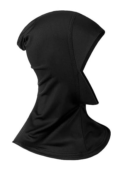 Modal Hijab Cap Adjustable Stretchy Turban Shawl Undercap Full Neck Coverage Neck Cover Headgear Scarf for Women Girl (Black)