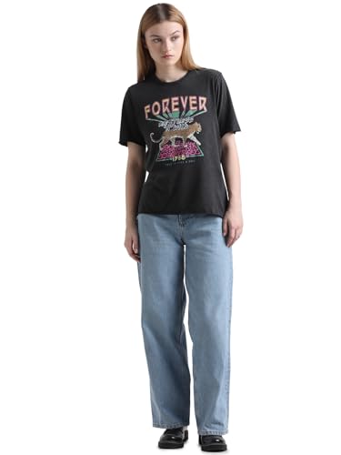 Image of ONLY Typography Printed Cotton T-Shirt