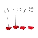 Farbe Rot Hellery 10x Rotes Herz Foto/Memo/Note Drahtklammer Tabellennummer Menükartenhalter Stehen
