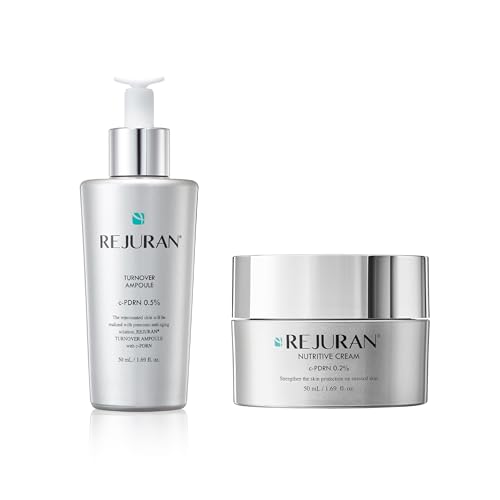 REJURAN® Turnover Skincare Duo with c-PDRN® – Salmon DNA Face Serum & Nutritive Cream for Firming, Hydration & Youthful Radiant Skin – Korean Anti-Aging Ampoule & Moisturizer Set (1.69 fl oz Each)