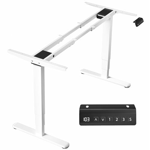 Image of VIVO Electric Dual Motor Stand Up Desk Frame for 40 to 85 inch Table Tops, Frame Only, 3 Stage Height Adjustable DIY Workstation with Memory Controller, White, DESK-V103EW