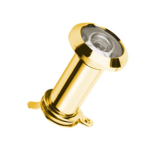 IRONZONE® Standard Style Door Viewers, Peephole, peek Hole, Door Hole, spyhole, Wide Angle Security in Polished Brass Finish, Viewing only Possible in one Direction,