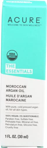 Acure Organics - The Essentials Moroccan Argan Oil, Organic Facial Oil For Dry, Sensitive Skin - 1 Oz (2 Pack) #TOP1