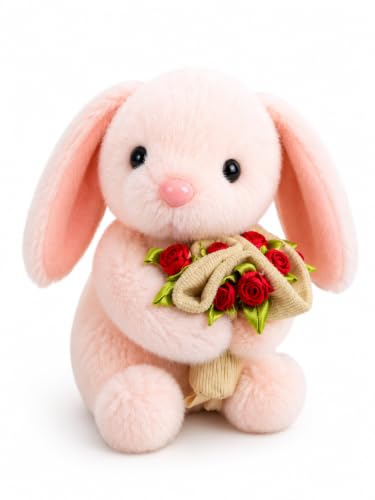 Image of SCOOBA Adorable 2 in 1 Bouquet into Cap Bunny Soft Toy 15cm (Transformation Bouquet Bunny Pink)