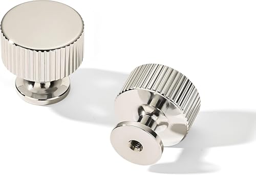 khtumeware 10 Pack Polished Nickel Cabinet Knobs Solid Heavy-Duty Bifold Closet Door Knobs Cabinet Hardware Handle for cabinets Dressers Pull for Bathroom Kitchens