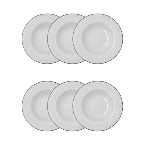 Bidasoa Glacial Filo Set 6 Platos Hondos Porcelana 23,5cm Porcelana Apto Microondas Apto Frigorífico Apilable